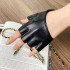 Bareback Half Palm Performance Imitation Leather Gloves Female Black Short Lolita Bounce Di Gothic Punk COS Photo Dance