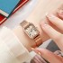 New fashionable square women's watch with steel strip for students, niche, light luxury, high-end feel, electronic Korean version quartz watch