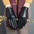 Leather gloves for women in winter, Korean version, sheepskin for repairing hands, touch screen with thick velvet for warmth and insulation, short riding gloves for driving