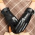 Sheepskin genuine leather gloves for women, warm and plush thick winter bow leather gloves for women, touch screen fashionable driving