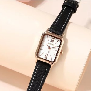 New ladies' simple and niche design, light luxury temperament, small square green watch, quartz watch for middle and high school students' exams