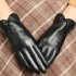 Top layer sheepskin leather gloves for women, winter split finger leather gloves for women, touch screen for driving, cycling, keeping warm, and adding plush moisture