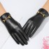 Leather gloves for women in winter, warm and plush, thick touch screen, fashionable driving and cycling, repairing the leather layer on the hands, trendy sheepskin