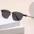 2024 New Personalized Fashion Metal Small Green Frame Sunglasses European and American Fashion Dressing Cat Eye Sunglasses Instagram Glasses