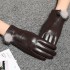 Leather gloves for women in autumn and winter, thickened with fleece to keep warm while driving, cycling, and riding electric bikes. Outdoor top layer sheepskin touch screen gloves