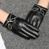 Women's leather gloves for autumn and winter, warm and thickened with fleece, short design for driving and cycling, top layer sheepskin touch screen leather gloves