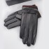 Leather gloves for men in winter, touch screen for driving, windproof and warm, with thickened fleece and sheepskin layer for riding motorcycles