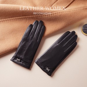 Genuine leather gloves for women in autumn and winter, thickened velvet for driving and cycling, cold and warm, fashionable and atmospheric, touch screen, lambskin