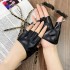 Bareback Half Palm Performance Imitation Leather Gloves Female Black Short Lolita Bounce Di Gothic Punk COS Photo Dance