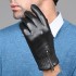 Leather gloves for men in winter, warm and thick velvet, stylish and cool for driving and riding motorcycles, touch screen sheepskin