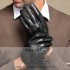 Leather gloves for men, autumn and winter, with thickened fleece for warmth, driving and riding motorcycles, touch screen, top layer sheepskin gloves