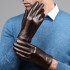 Leather gloves for men in winter, warm and plush, thick for driving and riding, touch screen, top layer sheepskin, motorcycle, cool and stylish