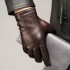 Leather gloves for men in autumn and winter, thickened with fleece for warmth, driving and cycling, touch screen for business, top layer sheepskin gloves for windproof