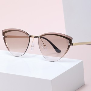 Amazon's new metal half frame fashionable European and American cat eye sunglasses cool decorative sunglasses for men and women