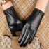 Leather gloves for women in spring and autumn, thin design, touch screen, driving, cycling, electric bike, simple and fashionable, short design, top layer sheepskin