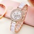 New brand Korean version rhinestone steel strip women's watch, creative and simple quartz women's watch, fashion and fashionable watch