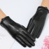 Leather gloves for women, warm and plush, thick for winter cycling and driving, touch screen, sheepskin top layer, fashionable for hand repair