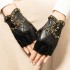 Leather Half Finger Gloves Women's Sheepskin Summer Motorcycle Gloves Leakage Finger Short Style Spring and Autumn Thin Style Breathable Riding and Driving