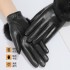 Real leather gloves for women in winter, with thickened velvet for warmth, driving and cycling, otter rabbit fur mouth, fashionable short style, trendy