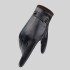 Leather gloves for men in winter, touch screen for driving, windproof and warm, with thickened fleece and sheepskin layer for riding motorcycles