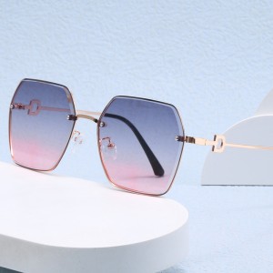 2024 New Polygonal D Home Metal Sunglasses Fashion Stage Show Sunglasses Outdoor Sunshade Sunglasses