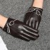 Women's leather gloves for autumn and winter, warm and thickened with fleece, short design for driving and cycling, top layer sheepskin touch screen leather gloves