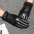 Women's leather gloves with plush insulation, thickened driving and cycling touch screen, Korean version outdoor top layer sheepskin gloves, anti cold