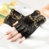 Leather Half Finger Gloves Women's Sheepskin Summer Motorcycle Gloves Leakage Finger Short Style Spring and Autumn Thin Style Breathable Riding and Driving