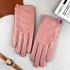 Leather gloves for women in spring and autumn, thin design, touch screen, driving, cycling, electric bike, simple and fashionable, short design, top layer sheepskin