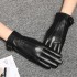 Genuine leather gloves for women in autumn and winter, with plush insulation, sheepskin touch screen, thin and thick goat leather, riding and driving, windproof and cold resistant