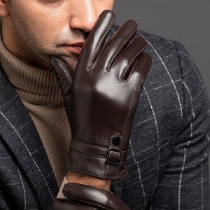 Gloves for men in autumn and winter, thickened velvet for warmth, driving and cycling, touch screen for fashion, business top layer, sheepskin business gloves