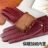 Leather gloves for women in winter, thickened with fleece for warmth, touch screen for driving and riding electric bikes, front layer sheepskin for windproof