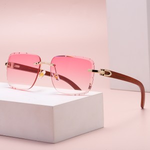 2022 New Fashion Box Sunglasses for Women's Fashion Internet Celebrity Instagram Same Style Frameless Cut Edge Sunglasses for Women's Trendy