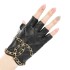 Leather Half Finger Gloves Women's Sheepskin Summer Motorcycle Gloves Leakage Finger Short Style Spring and Autumn Thin Style Breathable Riding and Driving