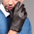 Leather gloves for men in winter, warm and plush, thick and touch screen, business driving, cycling, handsome imitation deer skin sheepskin