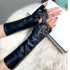 Women's thin leather gloves with exposed finger armrests, fashionable long sleeves, top layer sheepskin, half finger, driving, cycling, and bouncing