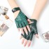 Real leather half finger gloves for women, open finger driving, cycling, outdoor motorcycles, motorcycles, fashion, fitness, sports, dance, fashion