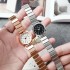 New Fashion Steel Strip Quartz Women's Watch for Middle School Students, Small Round, Digital Ins Style, Niche Quartz Watch