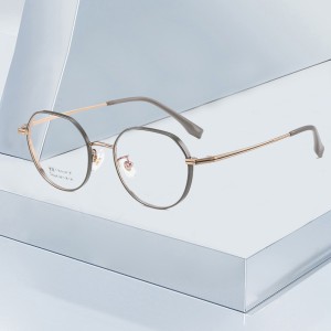 New fashionable and versatile round frame unisex trendy and personalized all titanium frame optical mirror can be equipped with ultra light degree