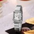 New fashionable square women's watch with steel strip for students, niche, light luxury, high-end feel, electronic Korean version quartz watch