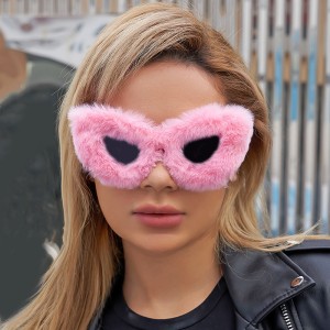 Ruffian children same style plush winter sunglasses for women fashion cat eye sunglasses for women Europe and America cross-border Tiktok sunglasses