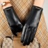 Leather gloves for women in winter, thickened with fleece for warmth, touch screen for driving, cycling, outdoor, top layer sheepskin for windproof