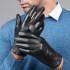 Leather gloves for men in winter, warm and thick velvet, stylish and cool for driving and riding motorcycles, touch screen sheepskin