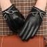 Women's leather gloves for autumn and winter, warm and thickened with fleece, short design for driving and cycling, top layer sheepskin touch screen leather gloves