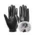 Real leather gloves for women in winter, with thickened velvet for warmth, driving and cycling, otter rabbit fur mouth, fashionable short style, trendy