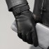 Leather gloves for men in autumn and winter, with fleece insulation for driving and riding motorcycles. Touchscreen imitation deer skin pattern, top layer sheepskin gloves