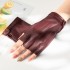 Women's half finger short thin leather gloves, driving and cycling sheepskin gloves, touch screen, motorcycle sports and fitness, outdoor