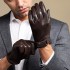 Leather gloves for men in winter, warm leather gloves for riding motorcycles and driving, thin and plush thick sheepskin gloves