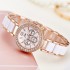 New brand Korean version rhinestone steel strip women's watch, creative and simple quartz women's watch, fashion and fashionable watch