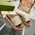 2023 Summer Embroidery New G Home Thick Bottom Waterproof Platform Women's Shoes Sponge Cake Bottom Casual Versatile One Word Slippers